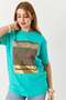 Women's bright printed t-shirt green - 3
