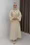 Women's Front Tie Crop Top - Skirted Set Beige