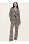 Women's Buttoned Leopard S-Xl Pajama Set - Brown - 2