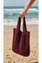 Women's Knitwear Knitted Accessories Lined Inside with Straps Casual Hand&Shoulder and Beach Bag Burgundy - 3