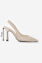 Women's Stiletto Pointed Toe Open Back Strap Hand Knitted Classic Heeled Shoes Verina Ecru - 8