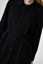 Embroidery Detailed Belted Black Giy Çık 14033 - 3
