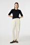 High Waist Belted Casual Trousers Ecru Trousers 0268 - 3