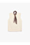 Scarf Detailed Crew Neck Sleeveless Crepe Blouse - 3