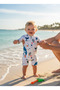 White Submarine Printed Baby Boy Swimsuit