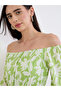 Green Off Shoulder Cotton Tiered Maxi Dress - 4