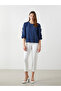 Women's Classic Indigo Crew Neck Textured Blouse