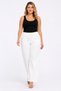 Women's Plus Size White, High Waist, Ironing Marked Seam, Elastic Waist and Tie-Up Jeans 65N39511 - 3