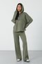 Çağla Women's Hooded Loose Fit Set Oversized Sweatshirt and Wide Leg Pants - 2