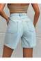 Women's Light Blue High Waist Denim Bermuda Shorts – Comfortable Fit Jean Shorts - 2