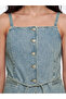 Rmz Gi̇yi̇m Farkiyla Square Roba Collar Women's Jean Vest - 3