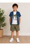 Boy's linen shirt, t-shirt, and cap 3-piece set