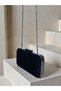 Black Luxury Suede Women's Evening Dress Bag with Black Handle Detail for Wedding Engagement Graduation - 6