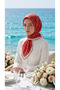 Cotton Silk Scarf Ldp002 Chain Pattern 14-Red - 2