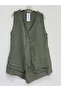 Khaki Italian Varev Cut Zero Sleeve Linen Long Linen Blouse 40 - 44 Size