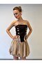 Lace Detailed Strapless Corset - Balloon Skirt Set - 3