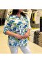 Women's Patterned High Collar Loose Cut Summer Tunic Shirt Blouse - 6