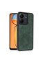 غطاء جلدي أخضر داكن لحالة Redmi 13c - أراس - 2