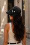 Women's Visor Hat Black Flower Detailed Adjustable Velcro Sunshade Summer Model - 7