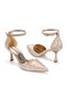 Women's Gold Waterway Thin Heeled Pointed Toe Closed Back Stylish Evening Dress Stilettos - 4