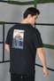 Men's Short Sleeve Summer T-Shirt Crew Neck Printed Oversize T-Shirt - Black - 3