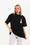 Women's Short Sleeve Summer T-Shirt Crew Neck Printed Oversize T-Shirt - Black - 4