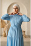 Hakim collar polka dot hijab dress 0290-04 indigo - 4