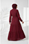 Half Buttoned Waist Tie Layered Dress 2273-06 Plum - 6