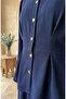Linen Buttoned Tunic Skirt Double Set 0277-04 Navy Blue - 4