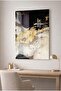 Decorative Tempered Glass Table with Gold Foil and Black and Beige Tones - Table for Business, Home and School