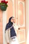 Lara Polka Dot Patterned Shawl Navy Blue