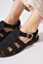 Hiles Caged Side Buckle Women's Sandals Black Suede - 5