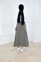 Elastic Waist Pocketed Tencel Skirt Khaki - 4