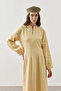 Linen Pleated Zippered Dress Yellow - 4
