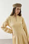 Linen Pleated Zippered Dress Yellow - 7