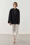 Contrast Stitched Tencel Shirt Black - 2