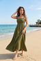 Khaki Long Cotton Unlined Summer Dress – with Straps