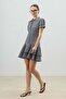 Black Gingham Ruffled Women's Dress