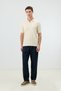 Natur Zipper Collar Striped Knitwear Men's T-Shirt - 2