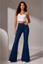 Premium Ara Waist Stone Detailed Spanish Flare Jeans - Indigo - 3