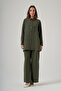 Nuss Front Snap Detail Trouser Suit 1052 Green - 2