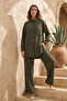 Nuss Front Snap Detail Trouser Suit 1052 Green