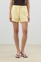 Yellow Pleated Women's Shorts