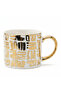 White Ceramic Mug with Golden Design & Handle — 350 ml