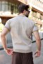 Sand Color Polo Collar Regular Fit Men's Knitwear T-Shirt E7496 - 3