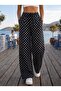 Women's High Waist Polka Dot Patterned Summer Fabric Loose Cut Pants - 3
