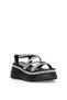 26Y446 Women's Stoned Flat Sandals Black - 3