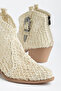 Women's Western Cowboy Lace Fabric Short Ankle Buckle Summer Boots - 6