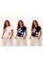 Crew Neck Printed 3-Pack White/Black/Navy Blue Women's Slim Fit Lycra Basic Crop Cotton Combed Cotton T-Shirt