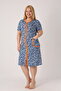 Women's Plus Size 100% Cotton Combed Fabric Zipper Summer Dress / Blue-White 4099 - 5